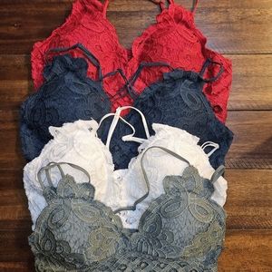 SOLD Wishlist bralette bundle! Red,white,blue all size large, sage size medium